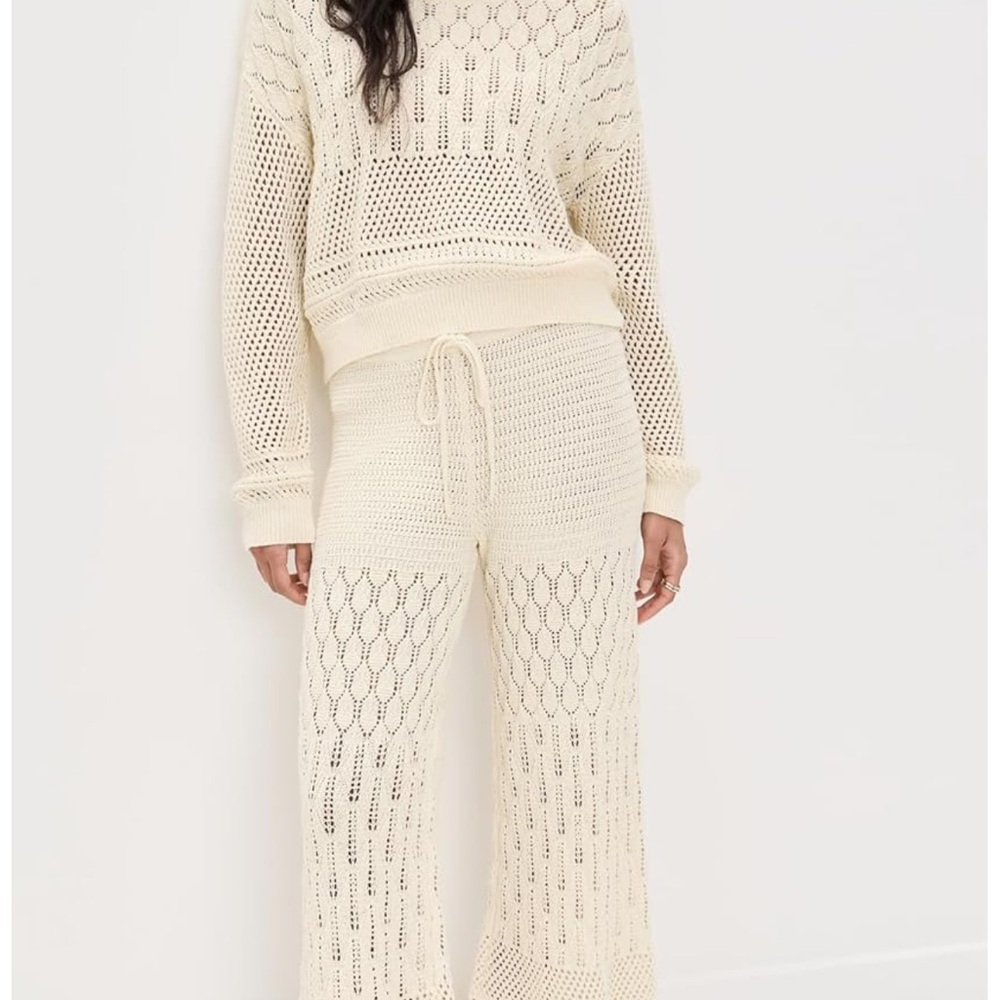 Z Supply Adia Crochet Cream Knit Pants Med